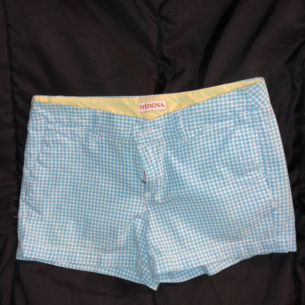 Blue gingham shorts